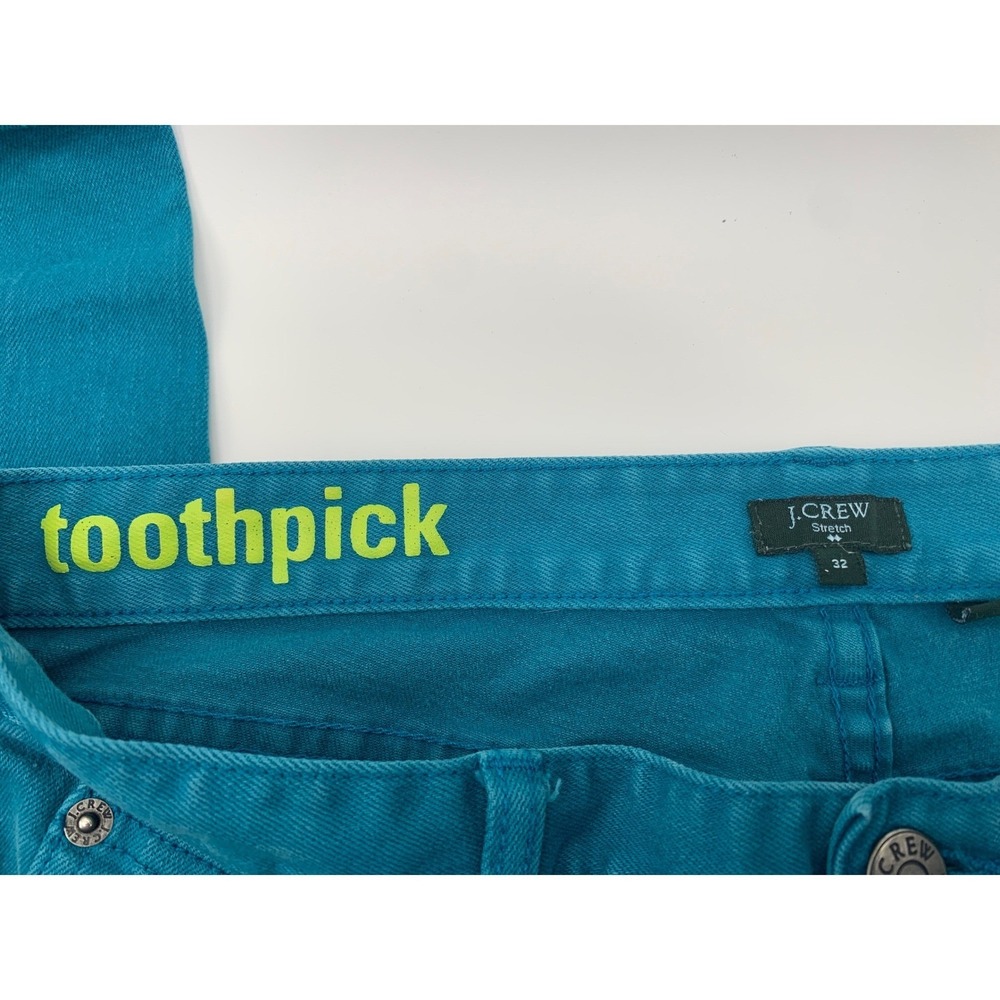 J.Crew Toothpick Skinny Jeans Teal Blue Stretch Denim Womens 32 Cropped 77088 - Picture 7 of 8